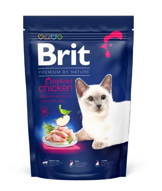 Корм сухой для стерилизованных кошек Brit Premium Cat by Nature Sterilised с курицей 1,5 кг (171862)