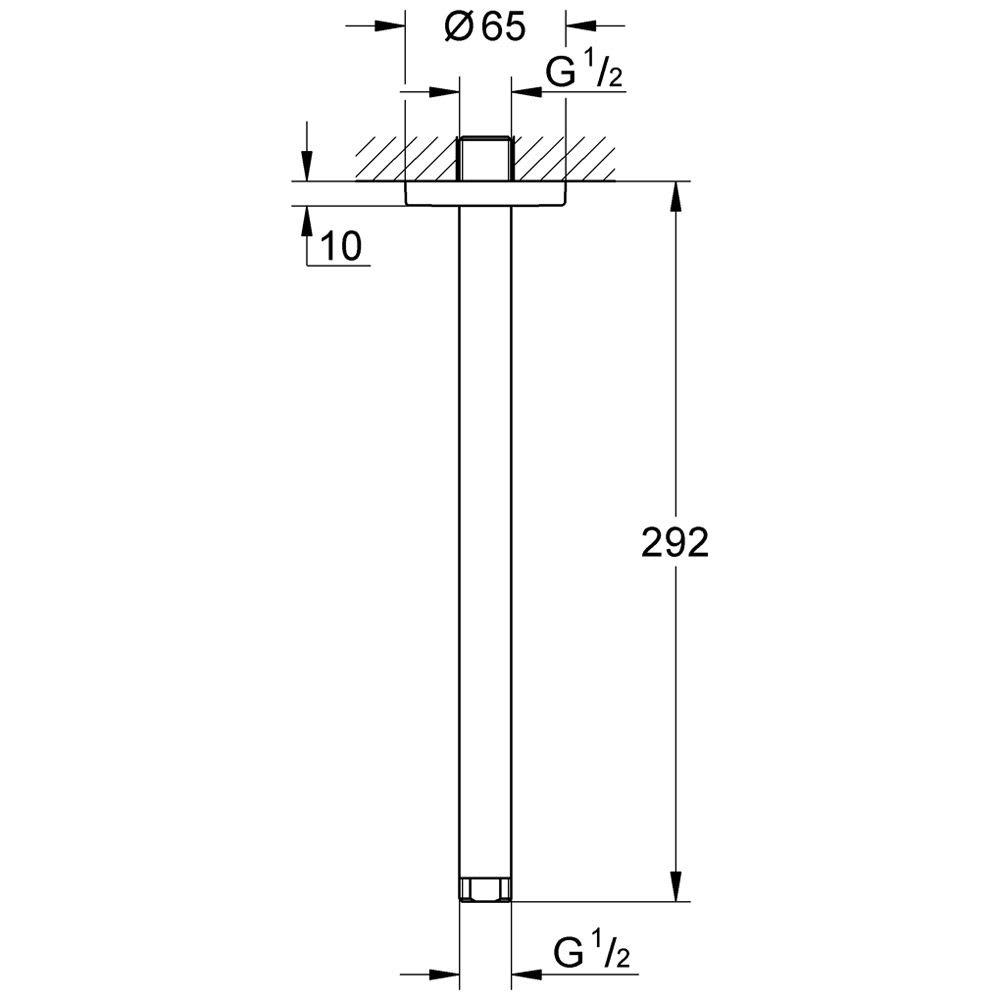 Кронштейн стельовий Grohe Rainshower 28497000 для верхнього душу 292 мм Хром (88708) - фото 2 Кронштейн стельовий Grohe Rainshower 28497000 для верхнього душу 292 мм Хром (88708) - фото 2