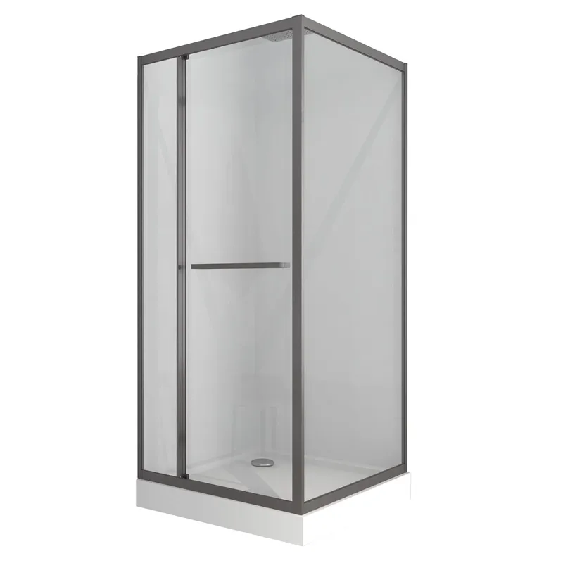 Душевая кабина с низким поддоном MIXXUS Style SCT01-90x90x200-TR прозрачное стекло 6 мм Graphite (MI8432)