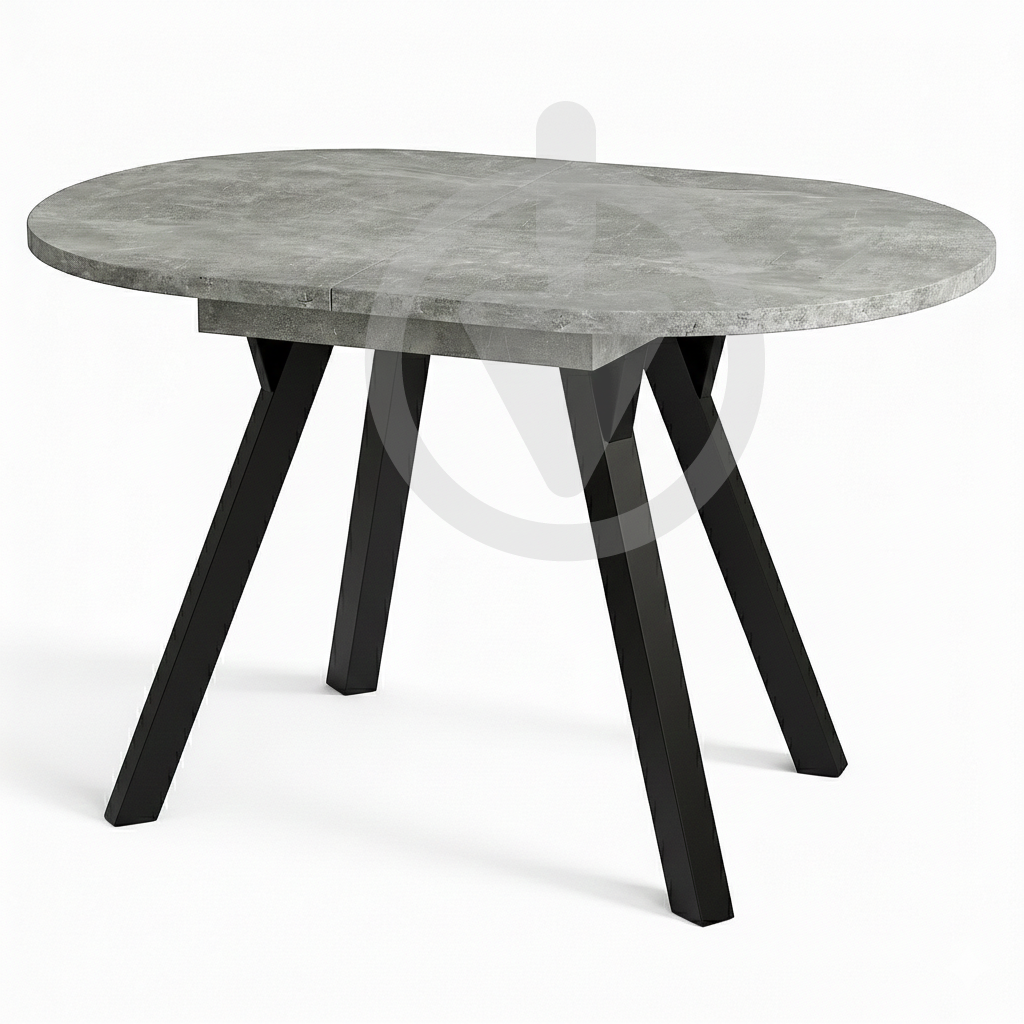 Стол кухонный раскладной MebliRoMax Elips Slide 130х85/170х85 см Loft Бетон/Черный