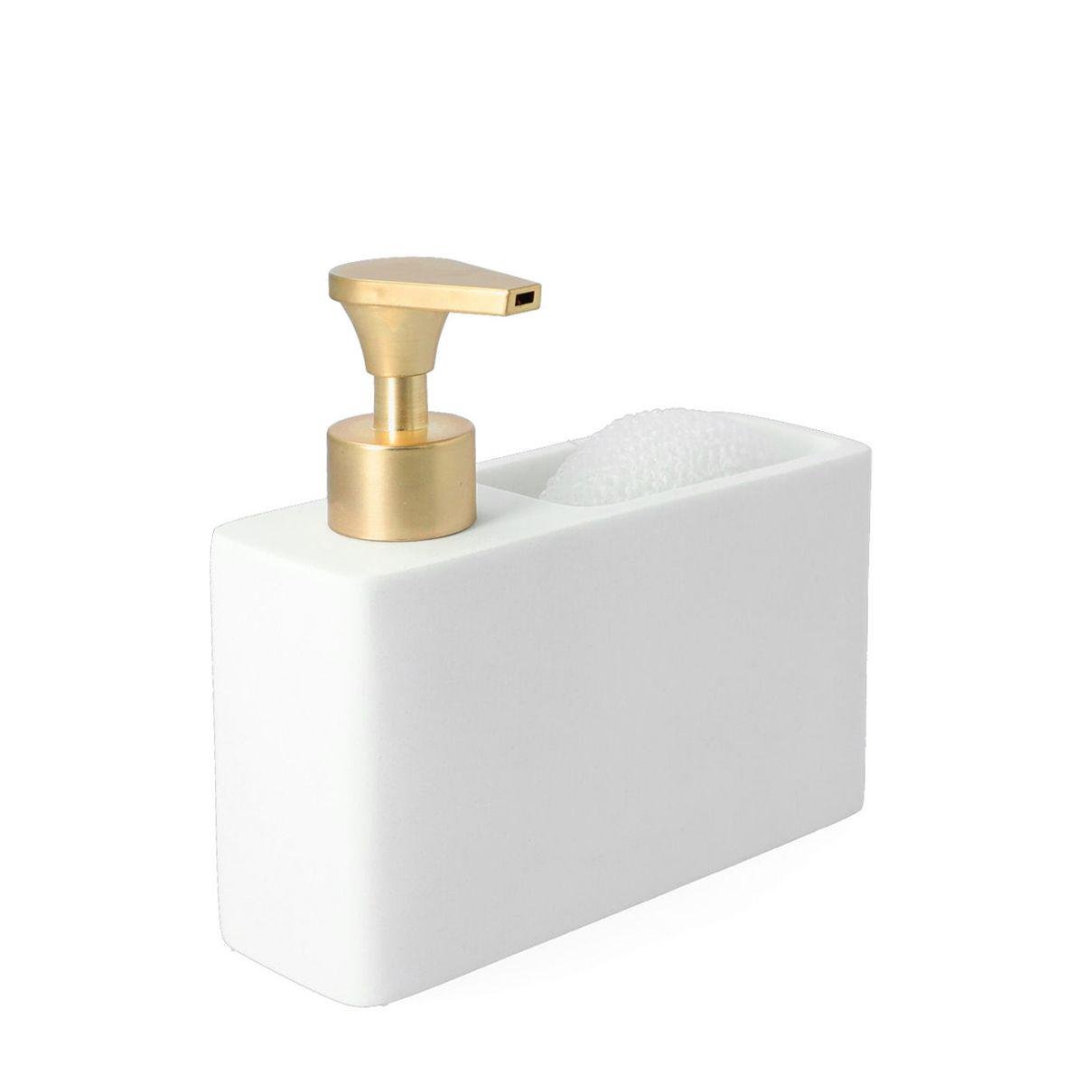 Дозатор для мыла с местом для губки Homla TEANA 17х6х15 см Белый (203420) Дозатор для мыла с местом для губки Homla TEANA 17х6х15 см Белый (203420)