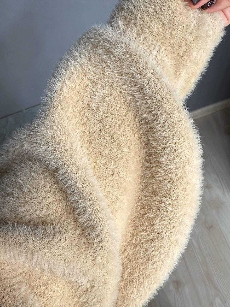 Кардиган женский Fancy Matinee 30740 ангора длинный с карманами OS Бежевый (4869) - фото 9