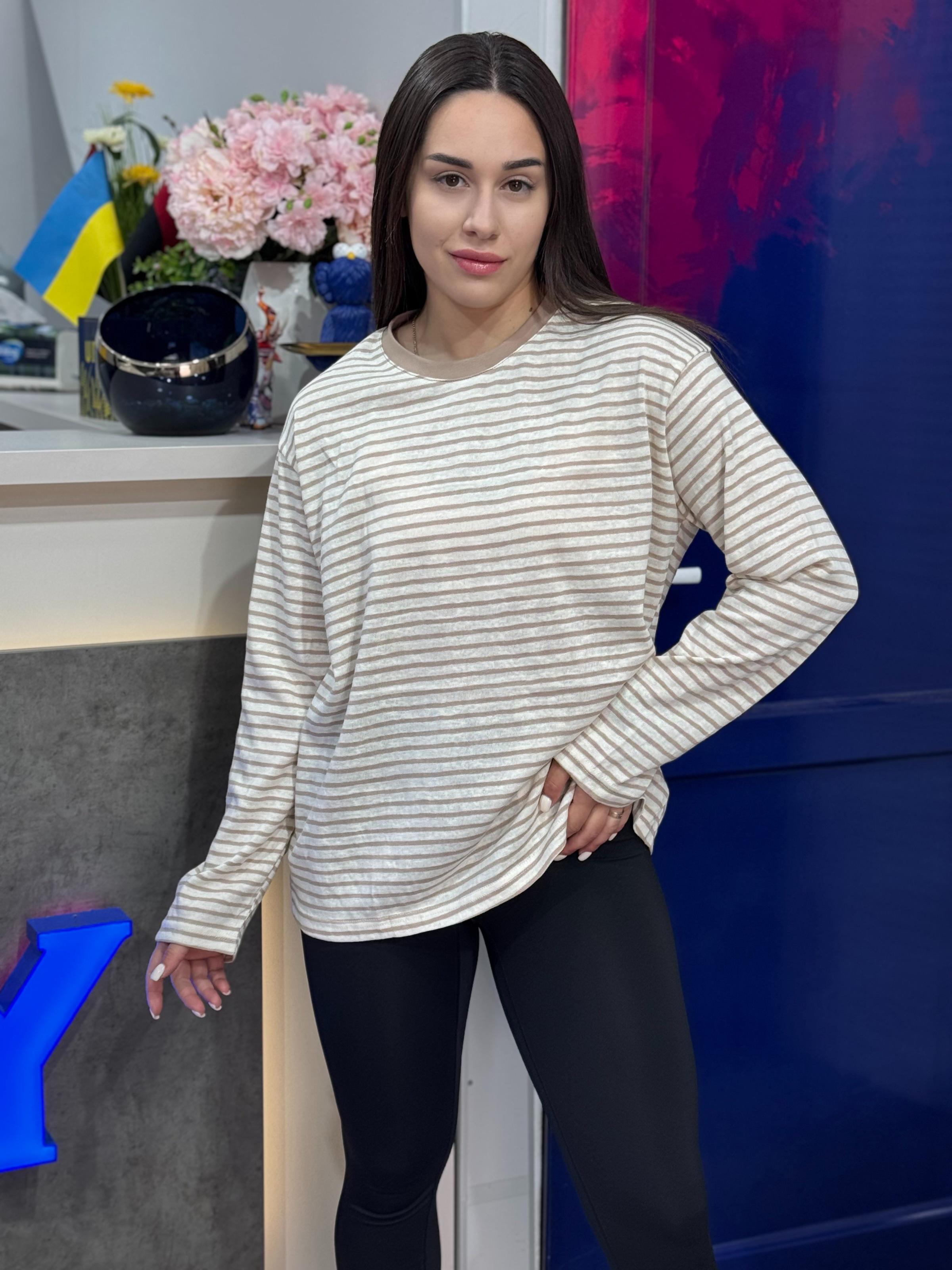 Лонгслив женский в полоску OS Серый (#27032-04)