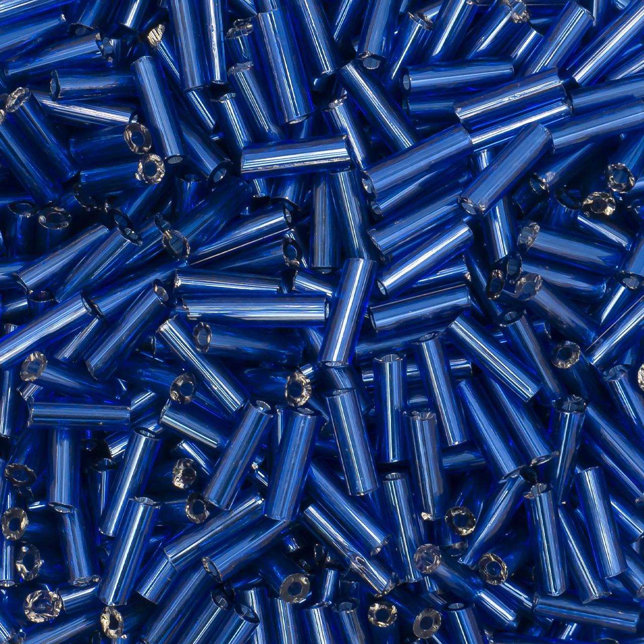 Бісер стеклярус блискучий непрозорий 6 мм 25 г Синій (БР0006с14)