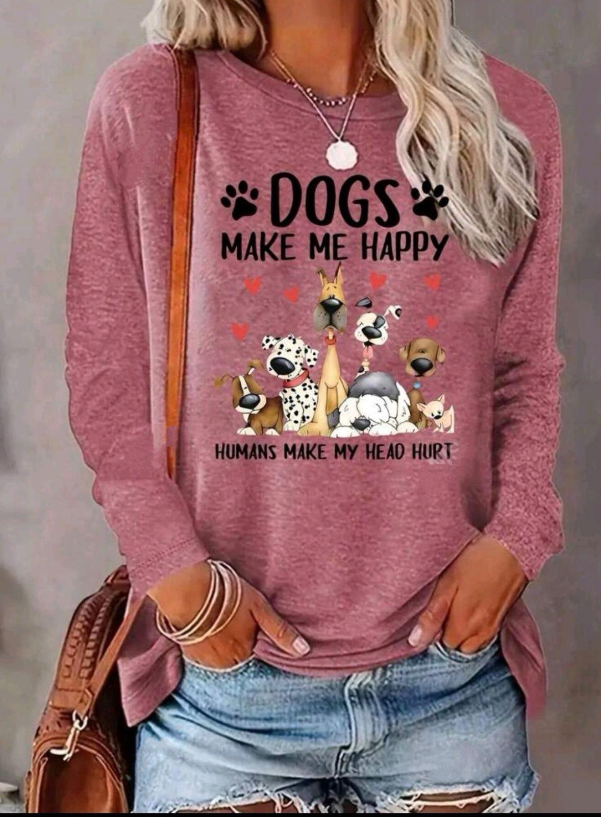 Блузка с рукавами женская Dogs print S Малиновый (27264208)