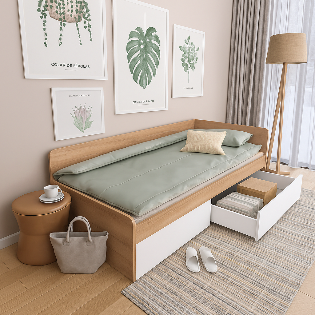 Кровать детская с ящиками Еверест 800 ЩИТ ДСП Крафт золотий/Белый (е-207483)