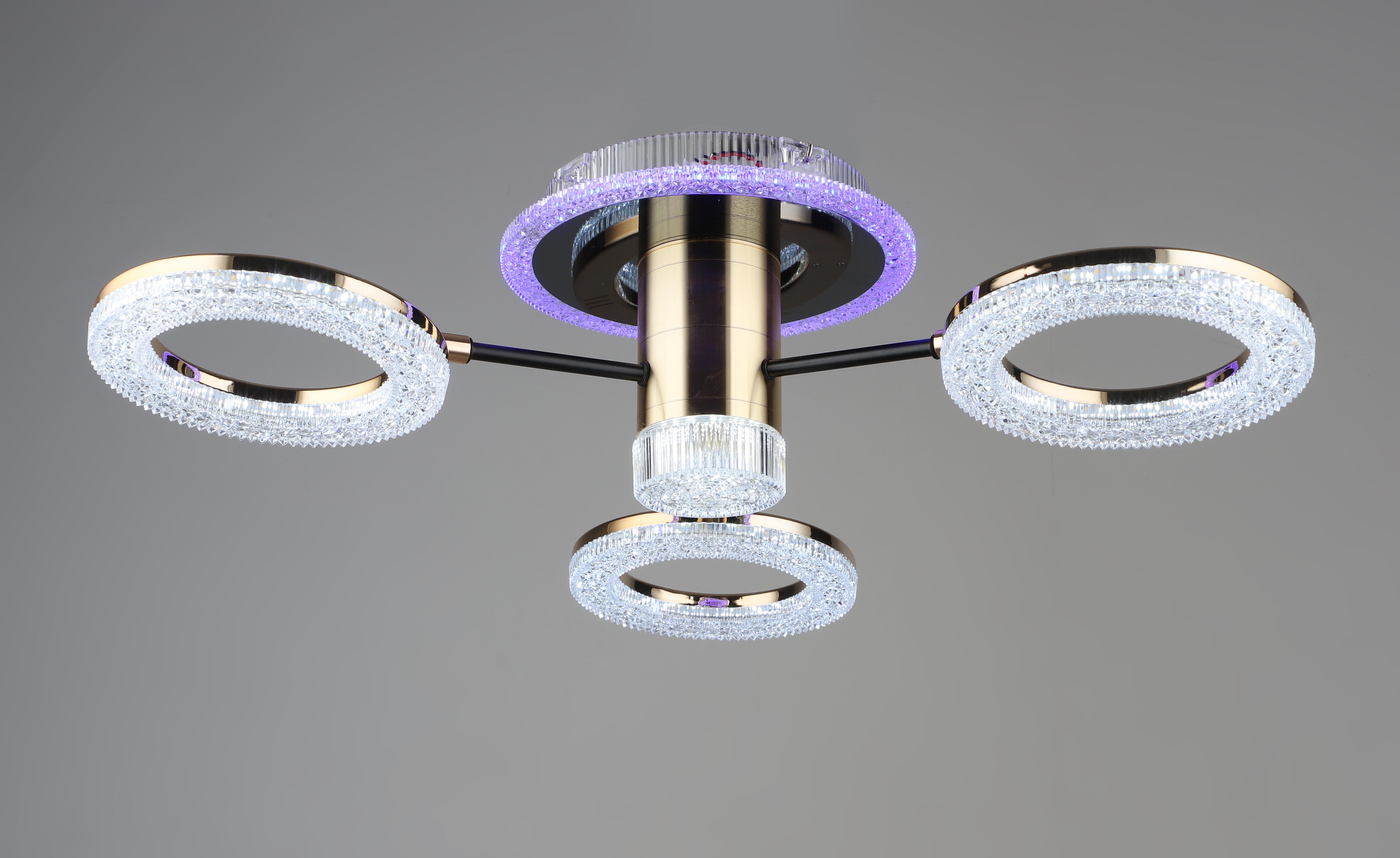 Люстра светодиодная Sirius B YH1009/3 GD+BK 46W акриловая