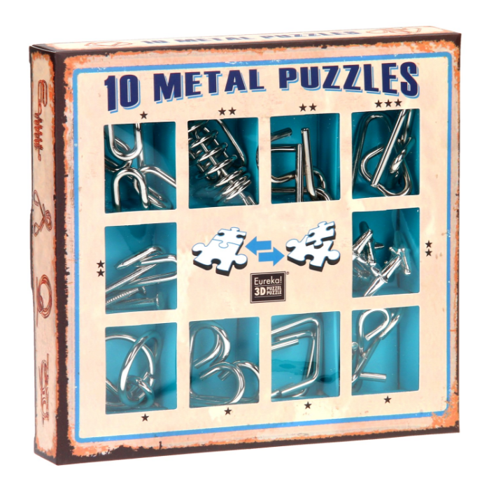 Набір металевих головоломок 10 Metal Puzzle Blue Eureka