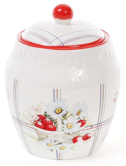 Банка фарфоровая Земляничная фантазия 400 мл декоративная для сыпучих продуктов (BD-940-138)