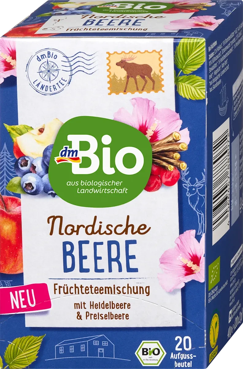 Чай фруктовий TM BIO Nordic Berry з чорницею журавлиною ожиною 20 пакетиків 40 грам