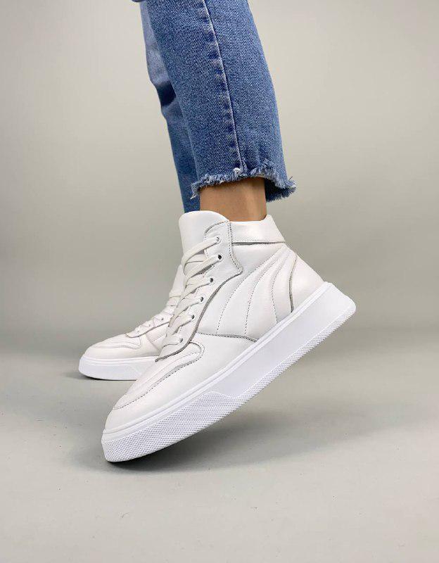 Кеди жіночі шкіряні високі зимові р. 38 Білий (8907з/38) - фото 2