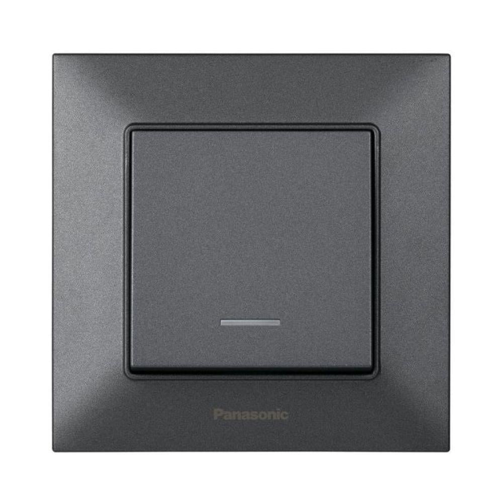 Выключатель 1-клавишный Panasonic Arkedia Slim с подсветкой Серый дымчатый (23815355)