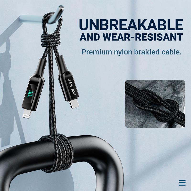 Кабель дата Acefast MFI C6-01 USB-C to Lightning 1 м Black (00000065908_1) - фото 3 Кабель дата Acefast MFI C6-01 USB-C to Lightning 1 м Black (00000065908_1) - фото 3