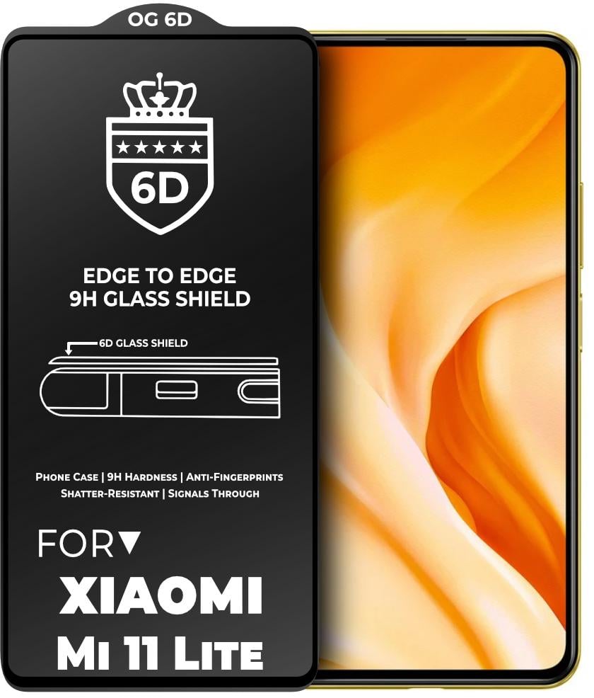 Защитное стекло 6D OG Crown Xiaomi Mi 11 Lite 5G Black (23790)