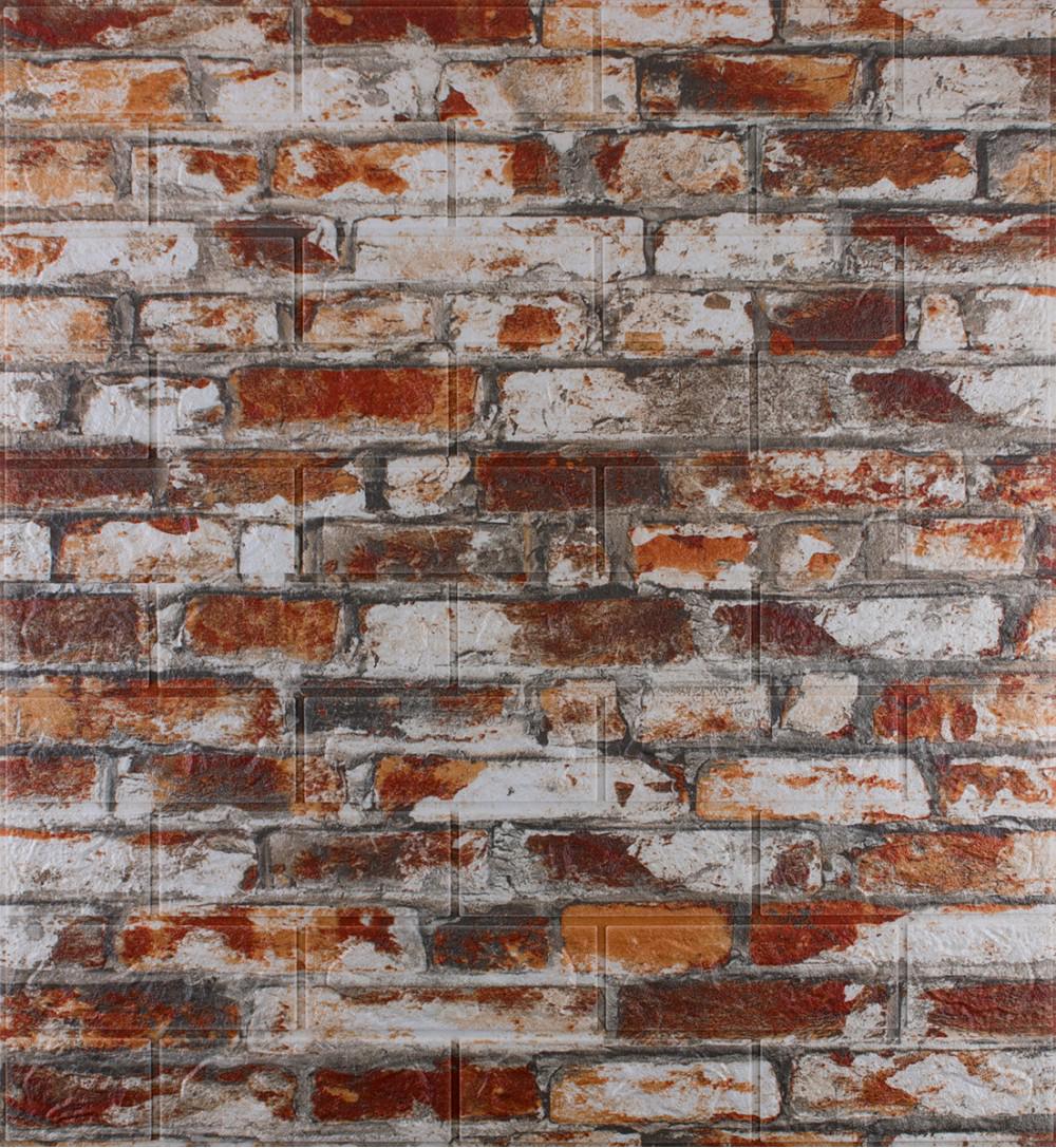 3D-панель самоклеюча Катеринославська цегла 700x770x5 мм Червоно-білий