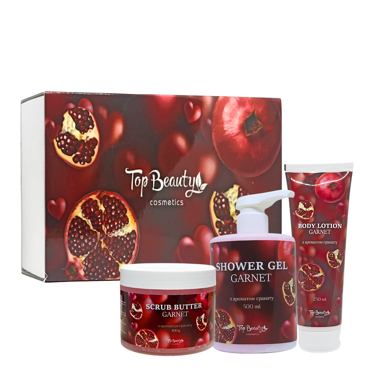 Подарунковий набір косметики для тіла Top Beauty Гранатова пристрасть 3в1