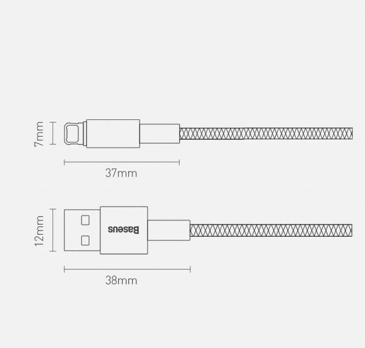 Кабель BASEUS CALWJ-01 Tungsten Gold USB А-Lightning 100 см 2,4 A Чорний (534165) - фото 2 Кабель BASEUS CALWJ-01 Tungsten Gold USB А-Lightning 100 см 2,4 A Чорний (534165) - фото 2