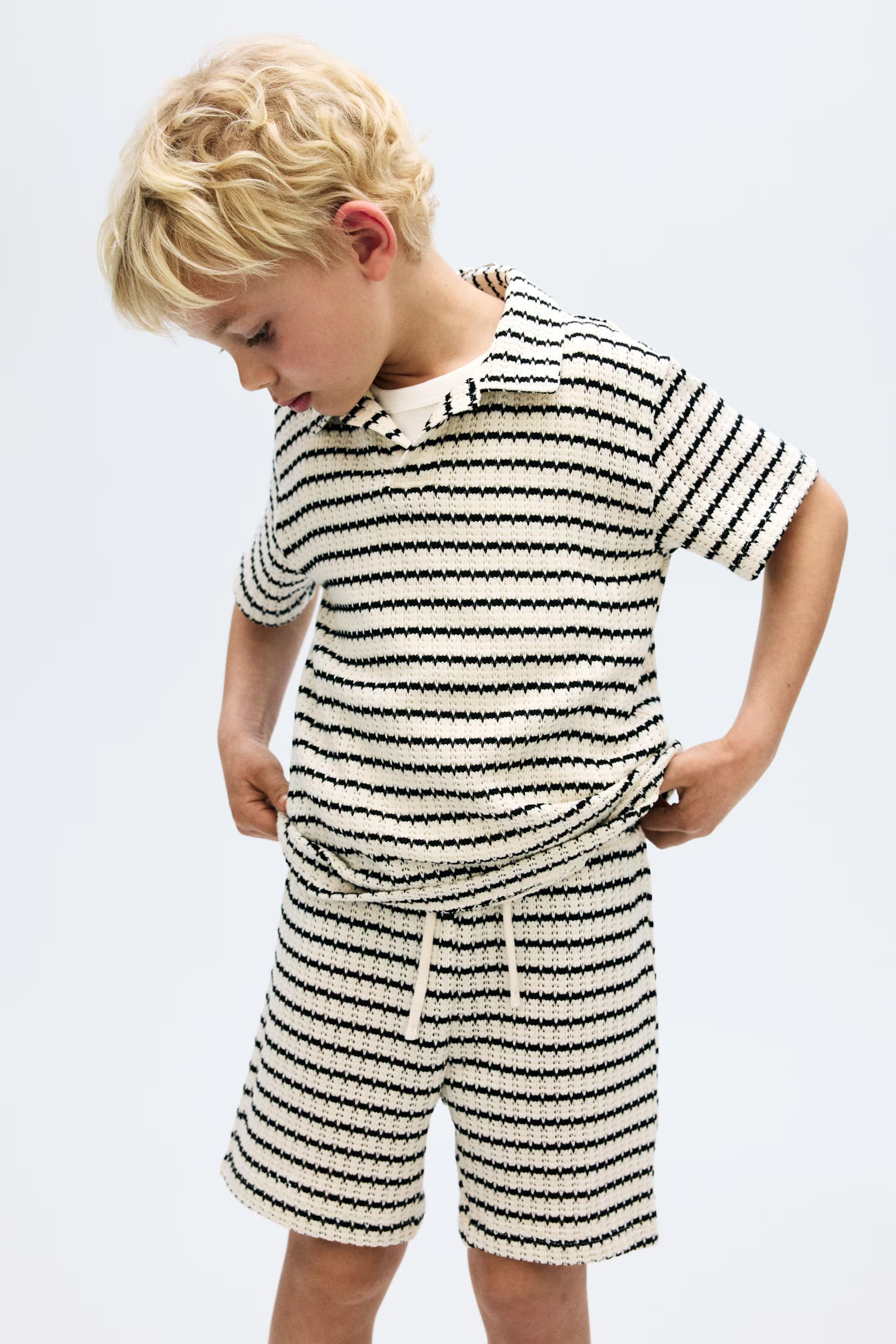 Шорты Полоски 110 см Белый/Черный (128783АВ)