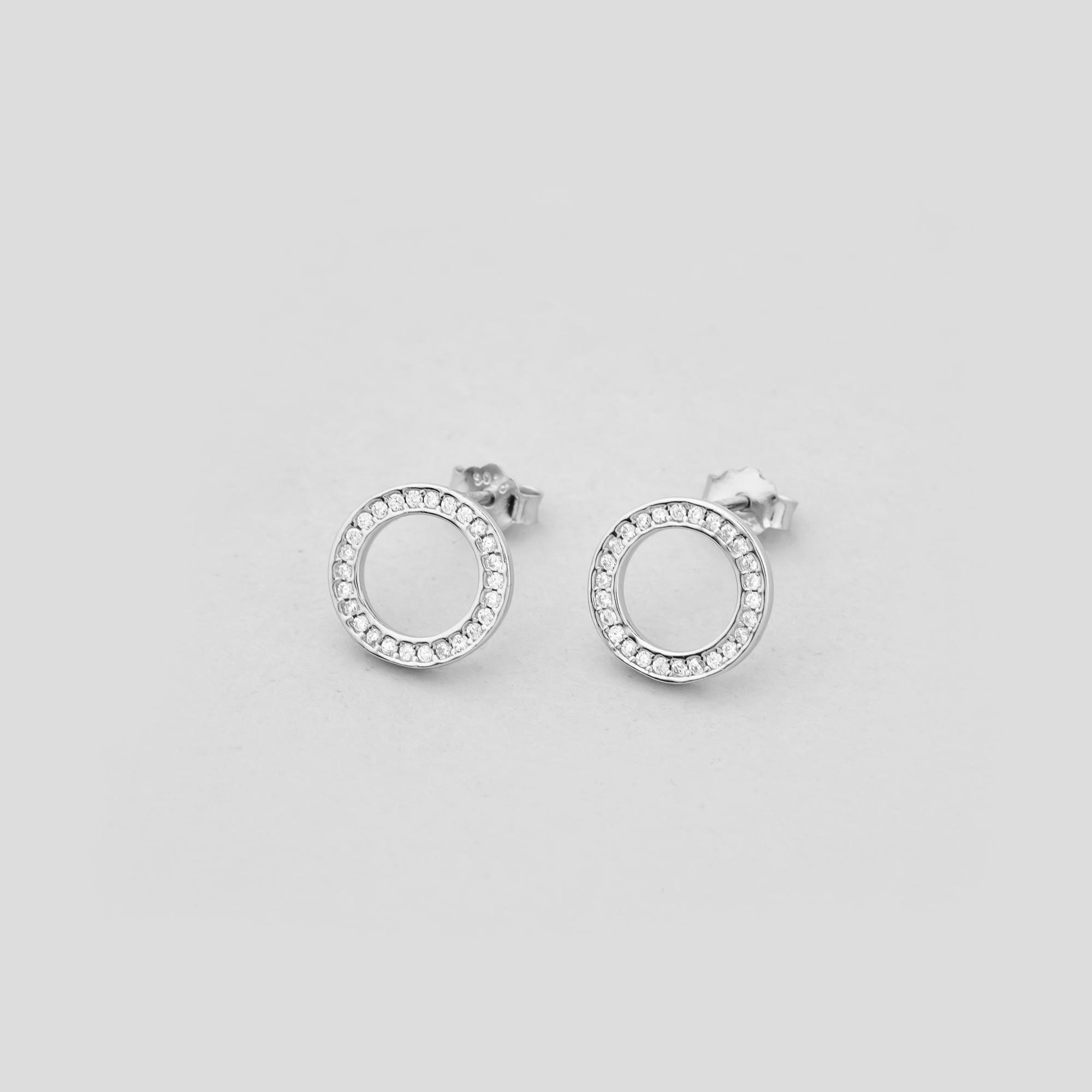 Серебряные серьги Minimal Блестящие круги (17407)