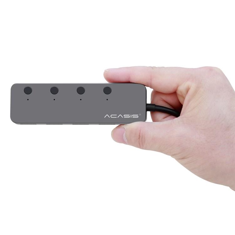 USB-хаб Acasis HS-080S на 4 порта USB 3.0 с кнопками выключения Серебристый (1630) - фото 2