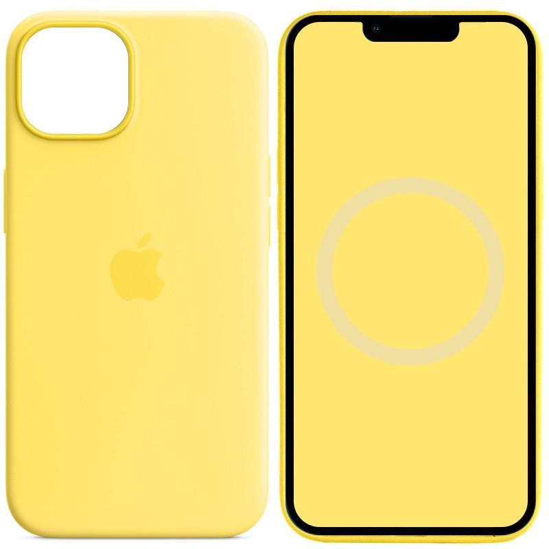Противоударный Чехол Silicone case (AAA) full with Magsafe and Animation для Apple iPhone 14 (6.1") Желтый/Canary Yellow