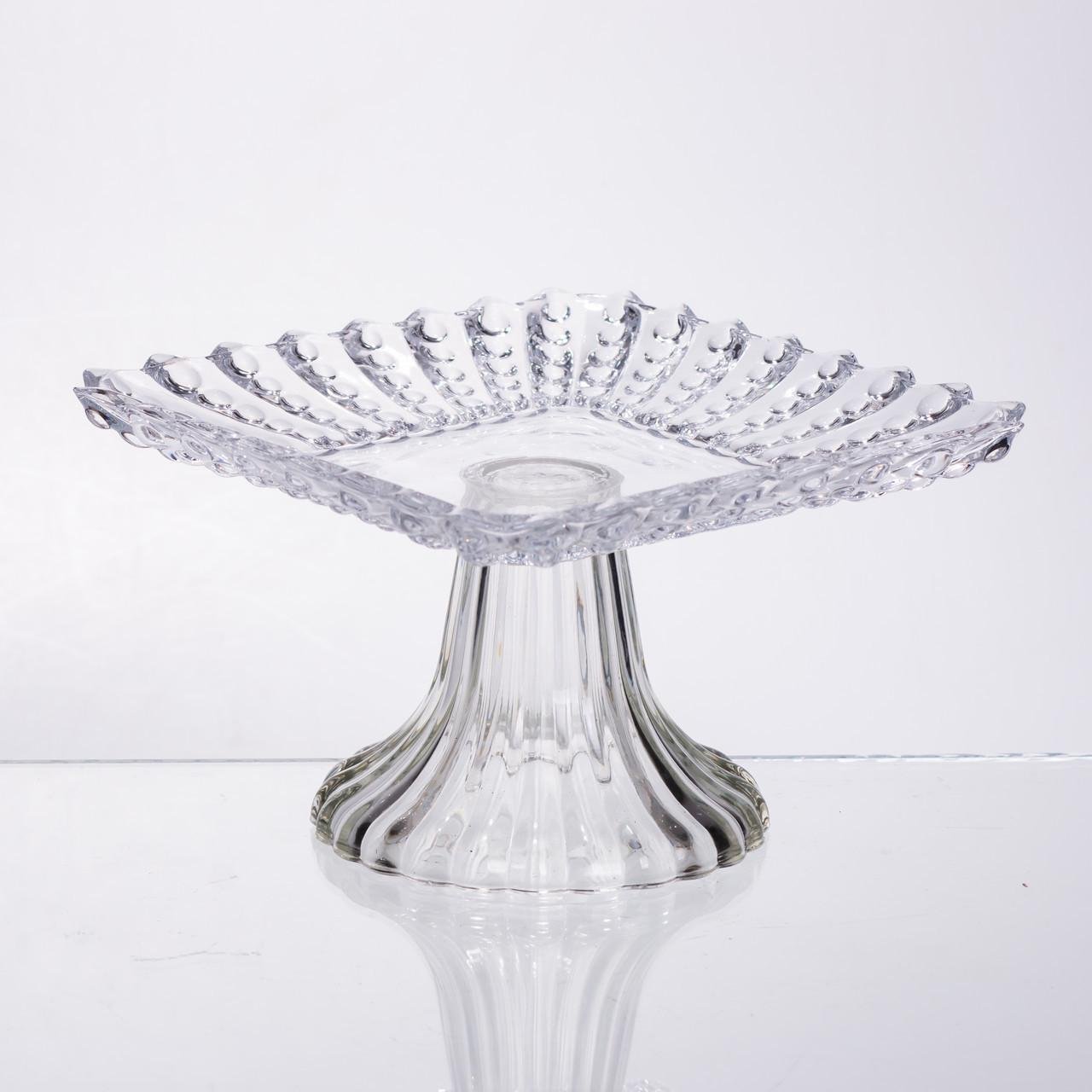 Тортовница стеклянная квадратная на ножке 16х16 см (64486-17) - фото 3 Тортовница стеклянная квадратная на ножке 16х16 см (64486-17) - фото 3