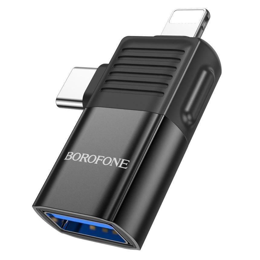 Перехідник Borofone BV18 ​​2в1 iP male/Type-C male to USB female USB2.0 (20860497)