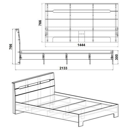 Кровать Компанит 160 2133х1644х766 мм Бук (15274362) - фото 2