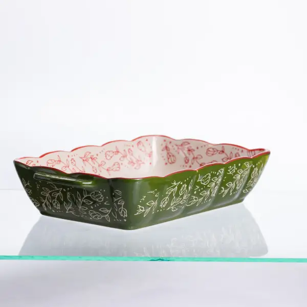 Форма для выпечки Vintage фарфоровая 1,3 л прямоугольная Зеленый (147-107-HM05-10) - фото 5 Форма для выпечки Vintage фарфоровая 1,3 л прямоугольная Зеленый (147-107-HM05-10) - фото 5