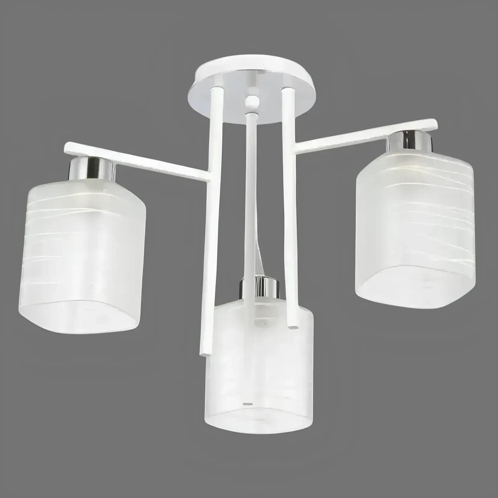 Люстра стельова Valeso V 6247-3 WH на три плафони з лінійними візерунками під лампу Е27 IP20 Білий (00000140750)