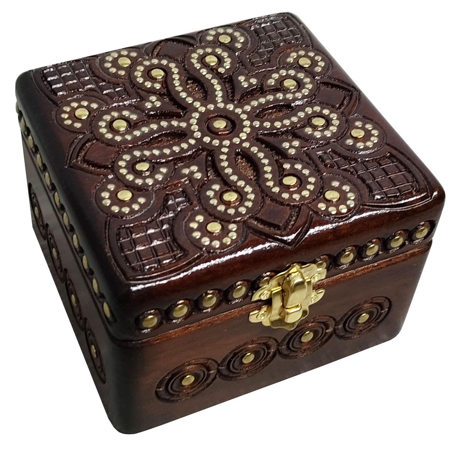 Шкатулка квадратная 12x12 см Красное дерево (000183)