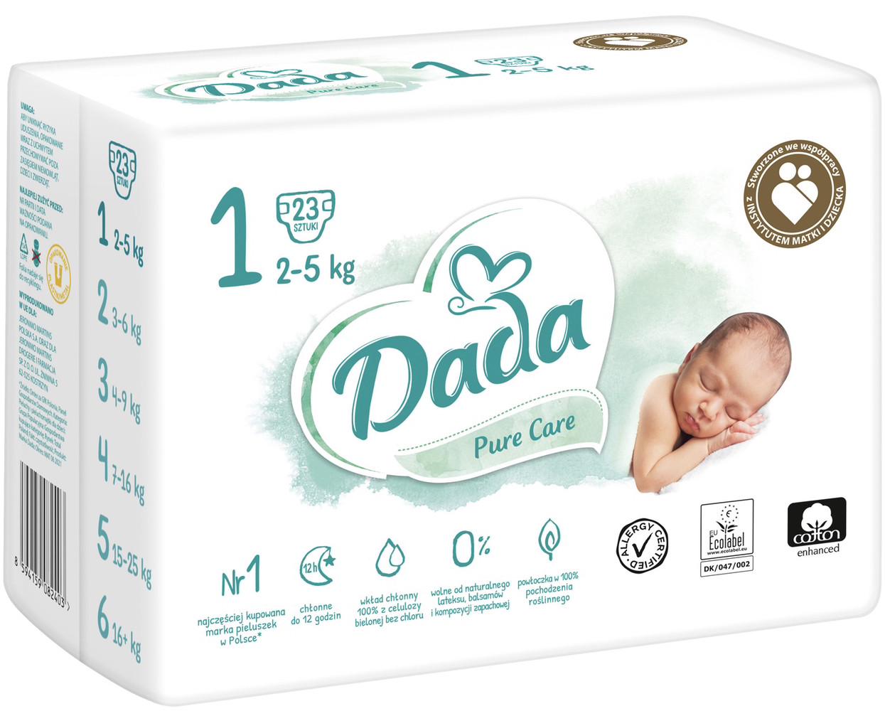 Підгузки Dada Pure Care 1 2-5 кг 23 шт. - фото 1