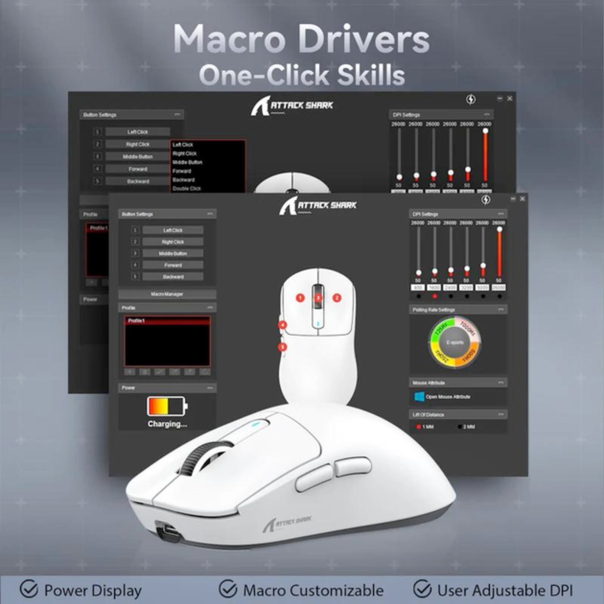 Миша бездротова Attack Shark X3 Bluetooth 2,4G White (24402125) - фото 3 Миша бездротова Attack Shark X3 Bluetooth 2,4G White (24402125) - фото 3