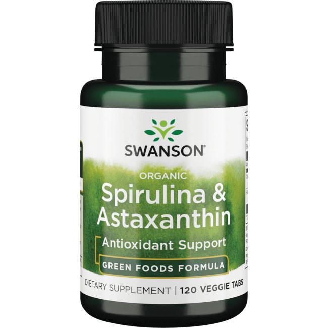 Спирулина Swanson Organic Spirulina & Astaxanthin 120 Tabs