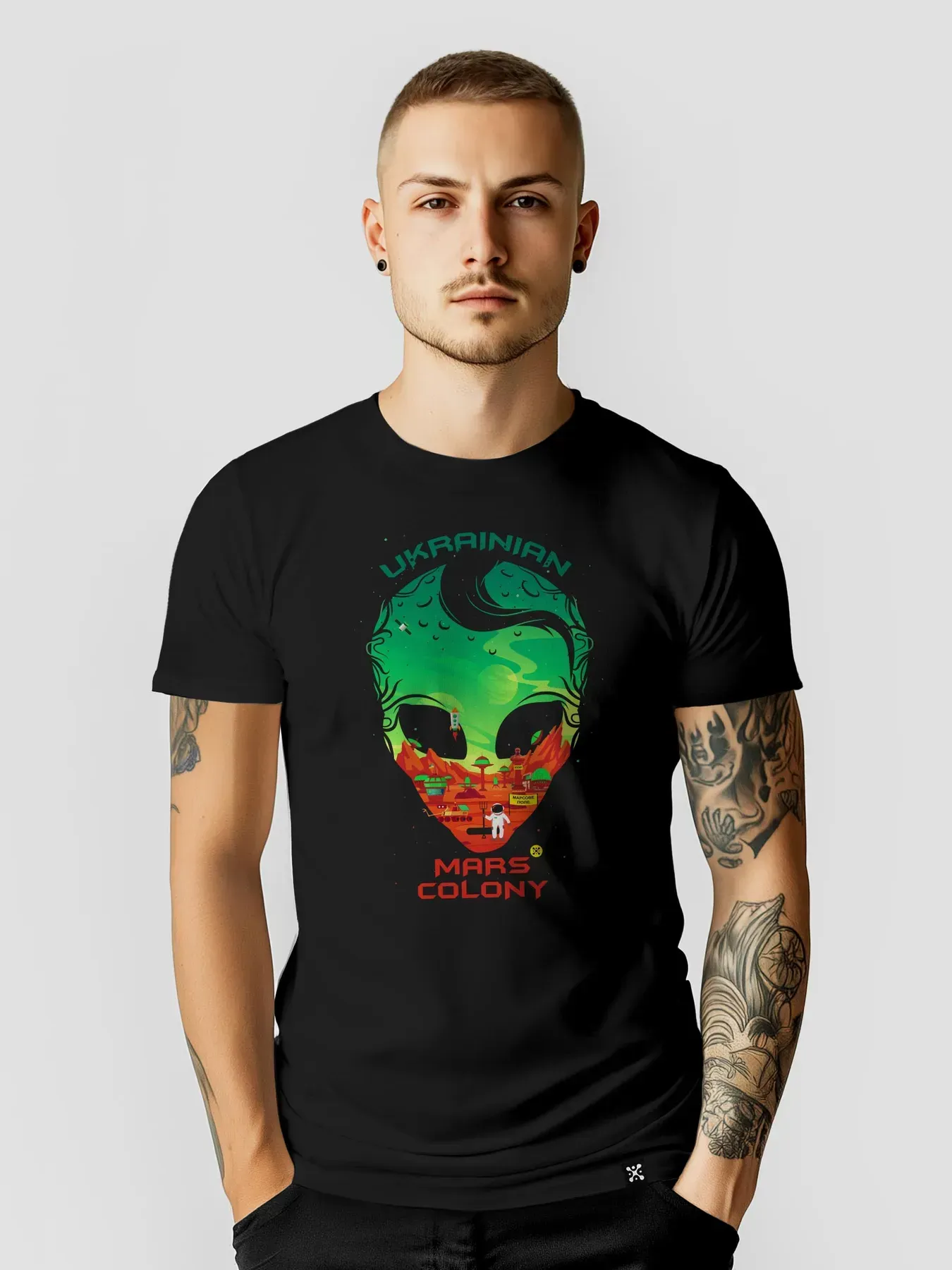 Футболка мужская "Ukrainian Mars Colony" 3XL Черный (27221351)