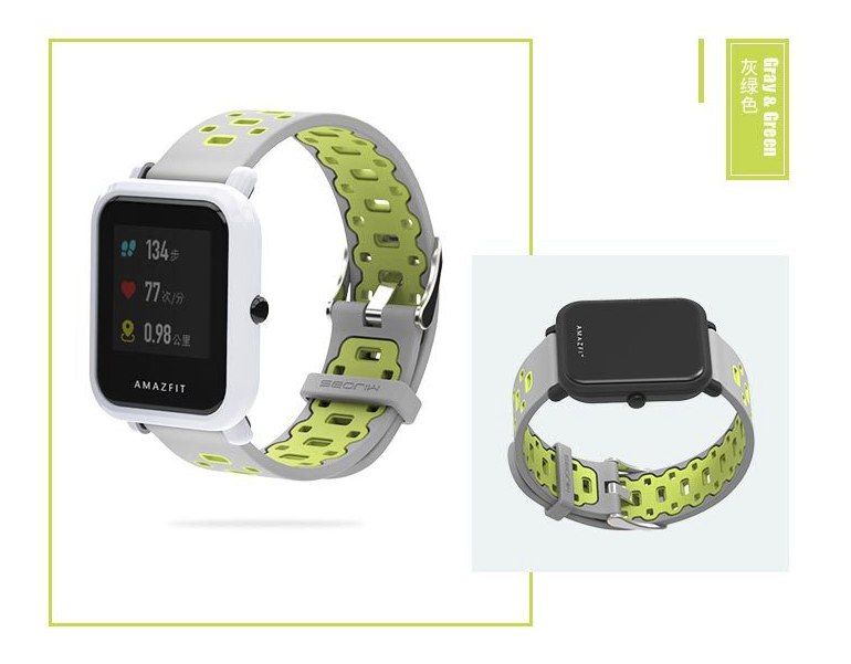 Ремешок для смарт-часов MiJobs Sport силиконовый 20 мм Серый/Зеленый (1626P) - фото 5 Ремешок для смарт-часов MiJobs Sport силиконовый 20 мм Серый/Зеленый (1626P) - фото 5