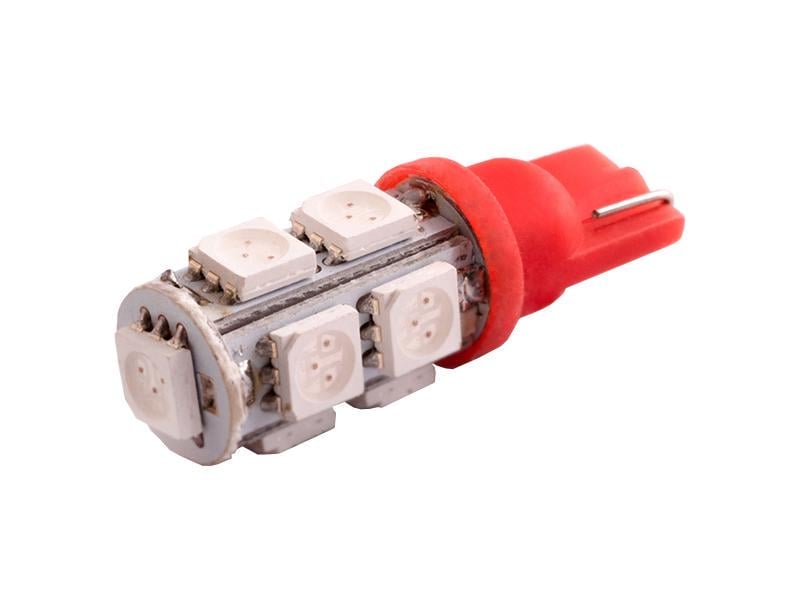 Автолампа светодиодная T10 W5W 12 В SMD5050-9led Красный (169)