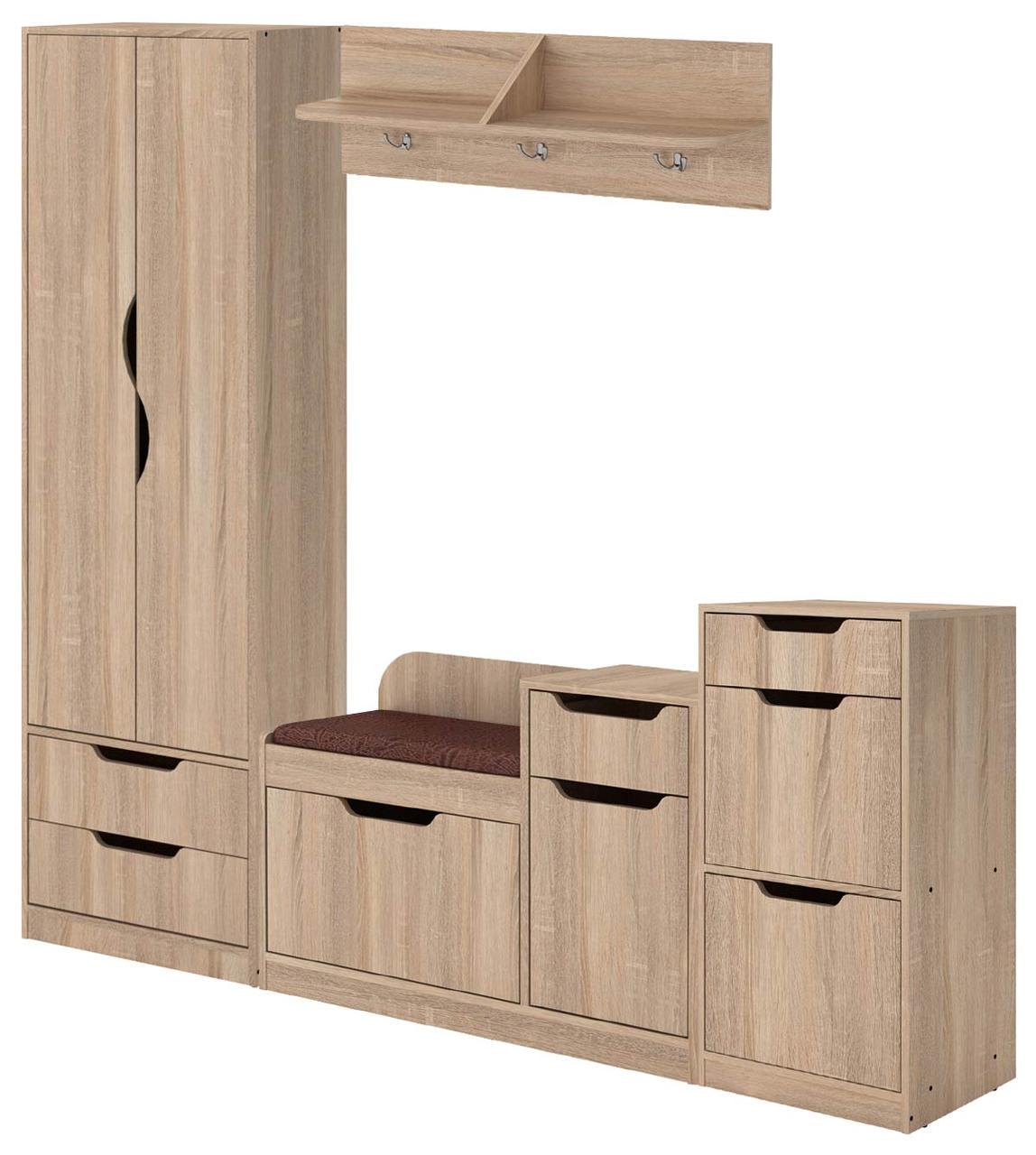 Передпокій з тумбою для взуття та шафою Компаніт Фаїна 195х38х195 см Дуб сонома