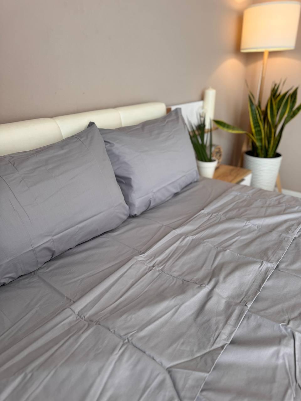 Постільна білизна сатин євро 200х220 см наволочки 70х70 см 2 шт. Сірий (Д-Al-satin-006-03) - фото 2 Постільна білизна сатин євро 200х220 см наволочки 70х70 см 2 шт. Сірий (Д-Al-satin-006-03) - фото 2