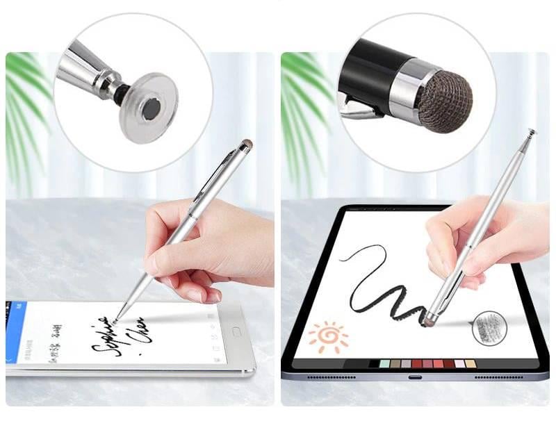 Стилус ємнісний двосторонній для малювання Сріблястий (01525) - фото 2 Стилус ємнісний двосторонній для малювання Сріблястий (01525) - фото 2