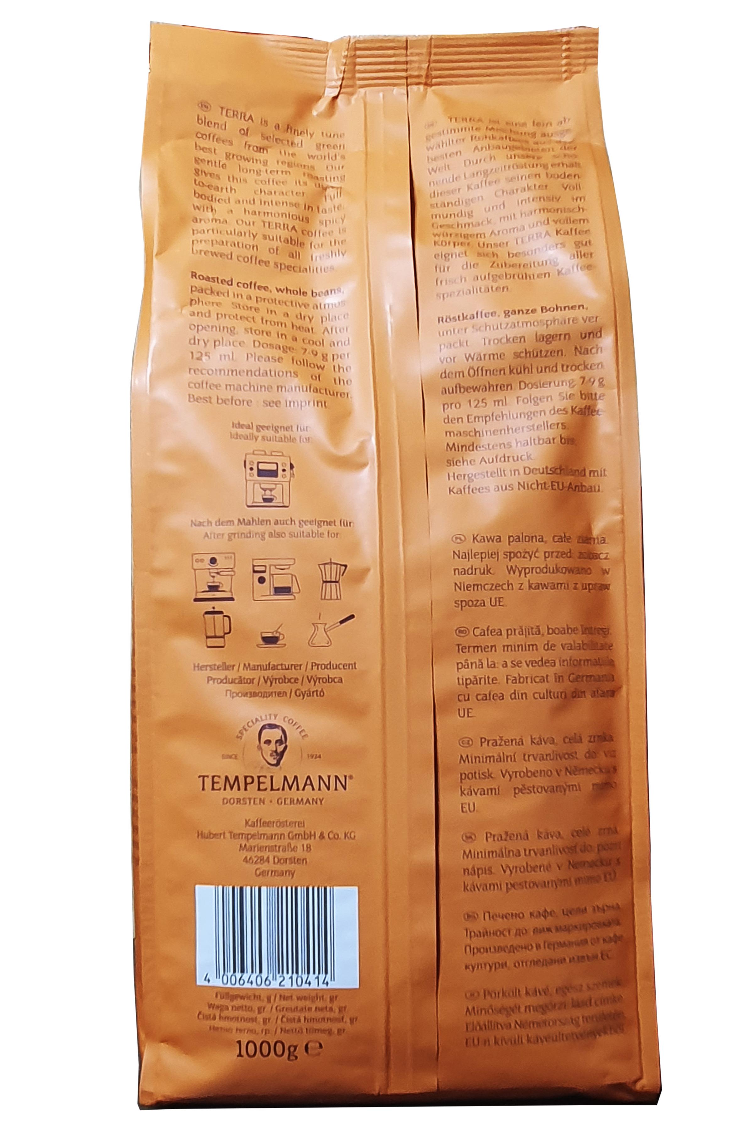 Кофе Tempelmann Terra Cafe Crema зерно 1 кг (57905) - фото 2 Кофе Tempelmann Terra Cafe Crema зерно 1 кг (57905) - фото 2