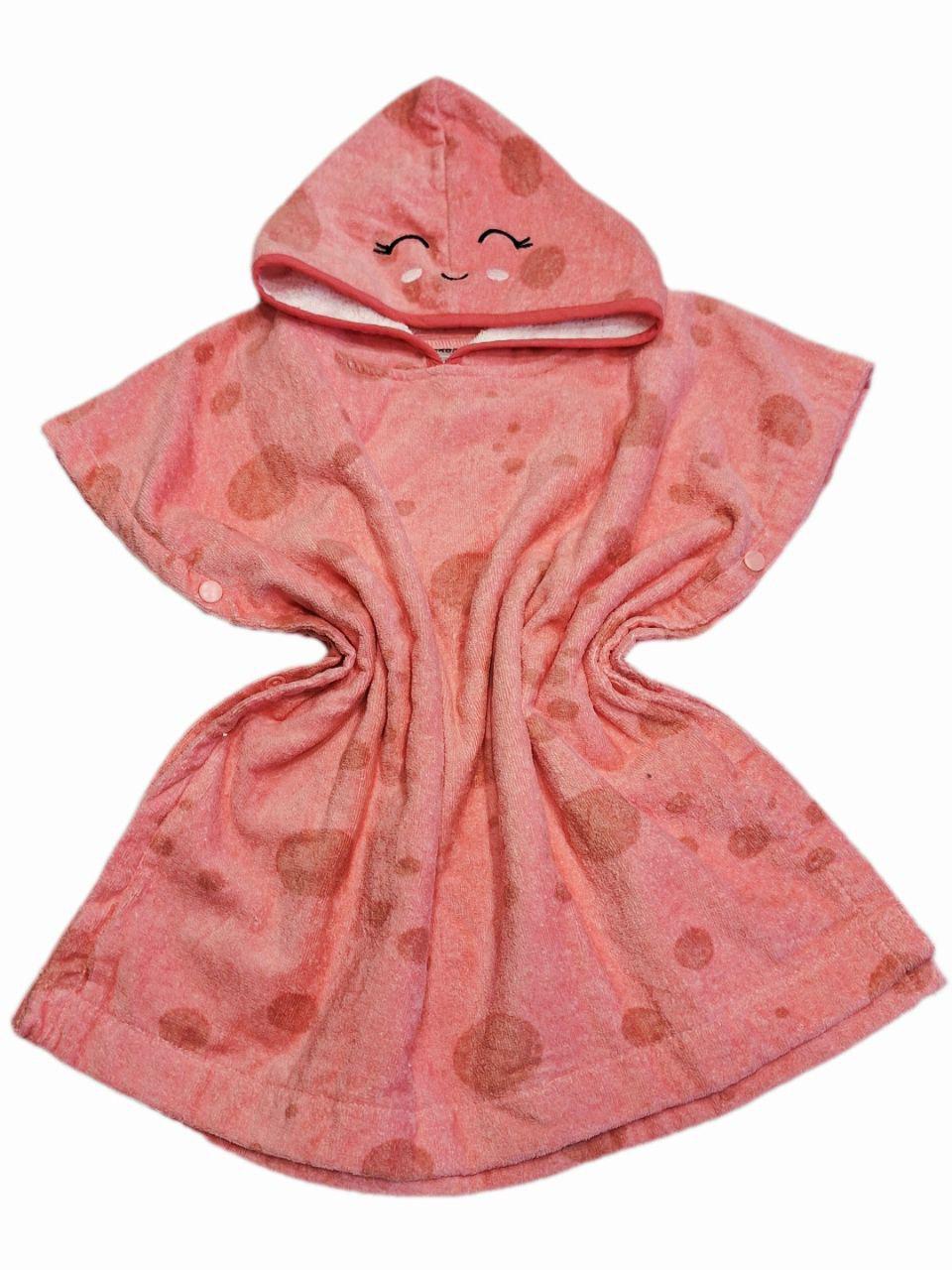 Полотенце-пончо детское Горошек с капюшоном 64х127 см Розовый (1984)