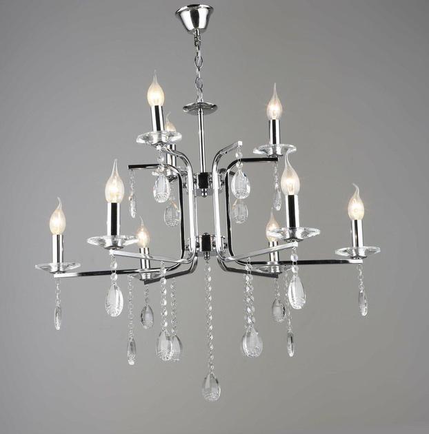 Люстра підвісна Valeso K2310/9 з кришталевими підвісами під 9 ламп Е14 IP20 Хром (00000139965)