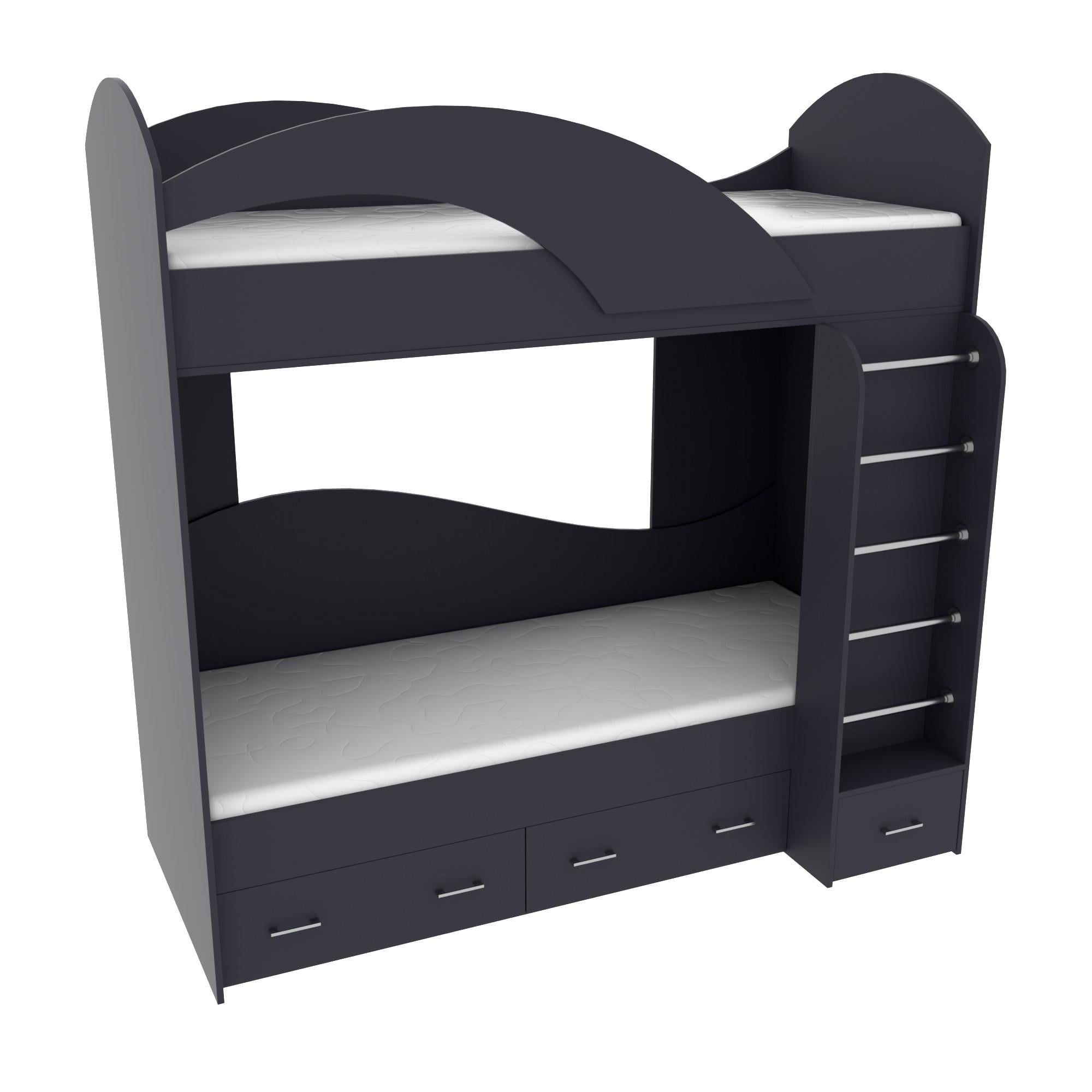 Кровать двухэтажная Континент ЛДСП 2040х1000х2000 мм Антрацит (4064689823)