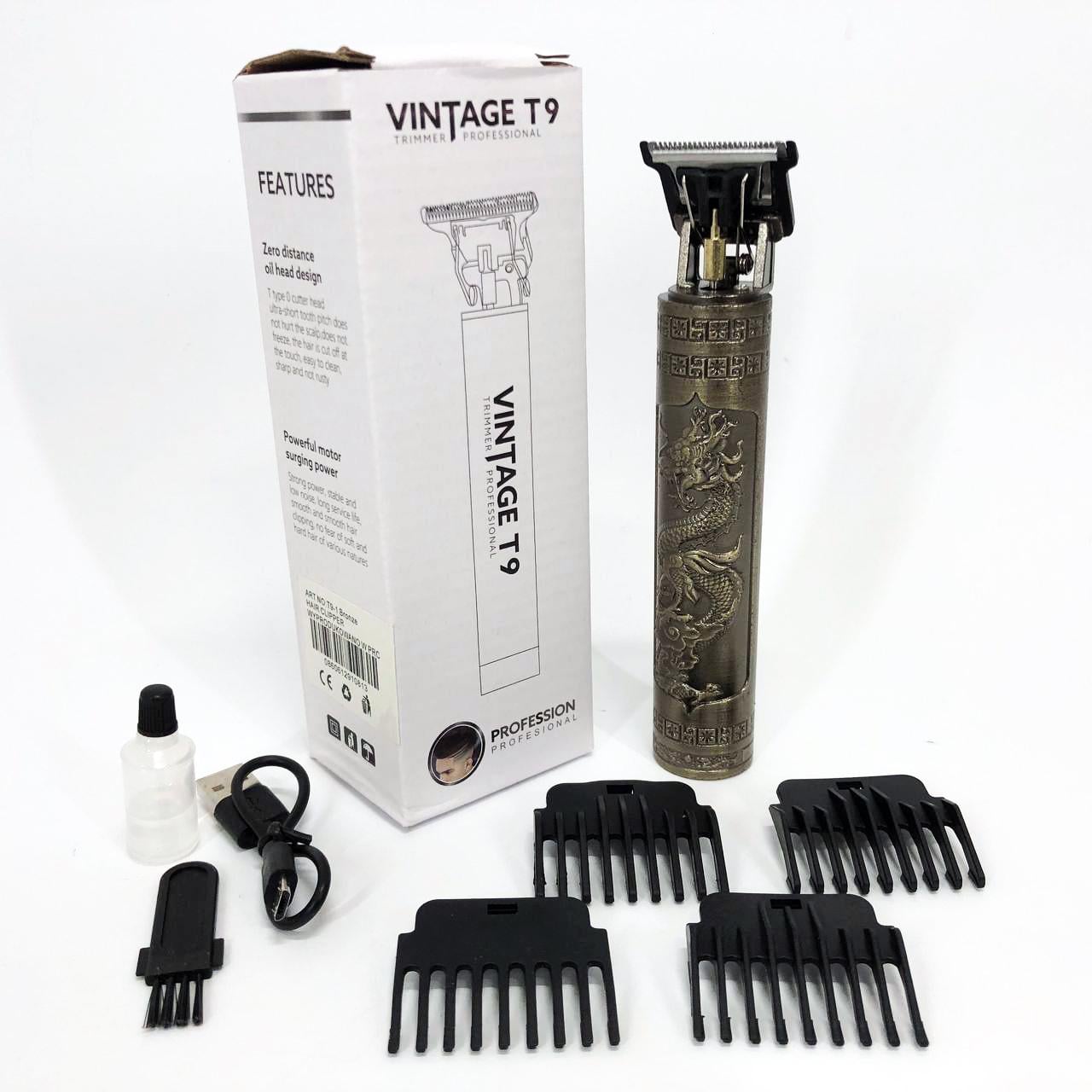 Машинка для стрижки волосся Vintage T9-1 BRONZE 4 насадки Машинка для стрижки волосся Vintage T9-1 BRONZE 4 насадки