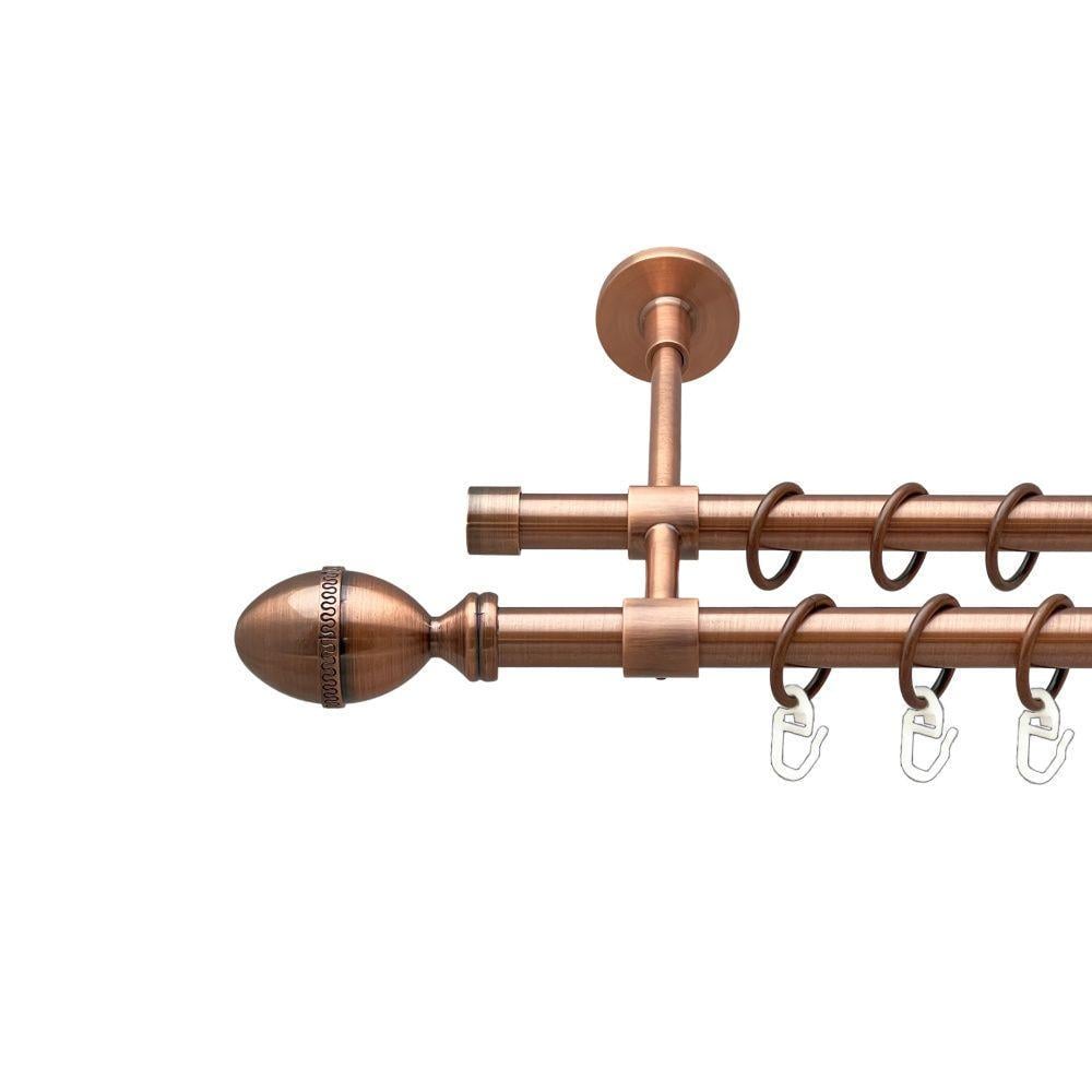 Карниз для штор Orvit Фарже двухрядный гладкий 16/16 мм 200 см Античная медь (00-00020002)