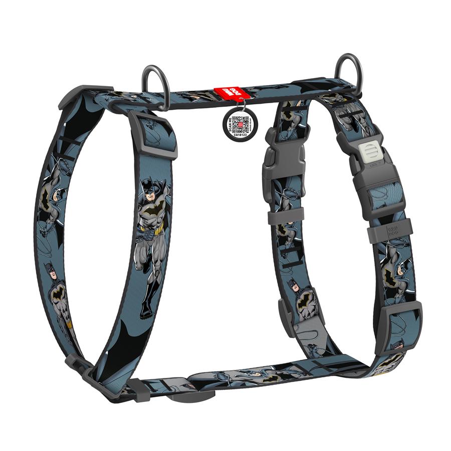 Шлейка для собак з QR-паспортом WAUDOG Nylon Тінь Бетмена пластиковий фастекс S 15 мм A 30-45 см/B 35-45 см Grey (343-1078)