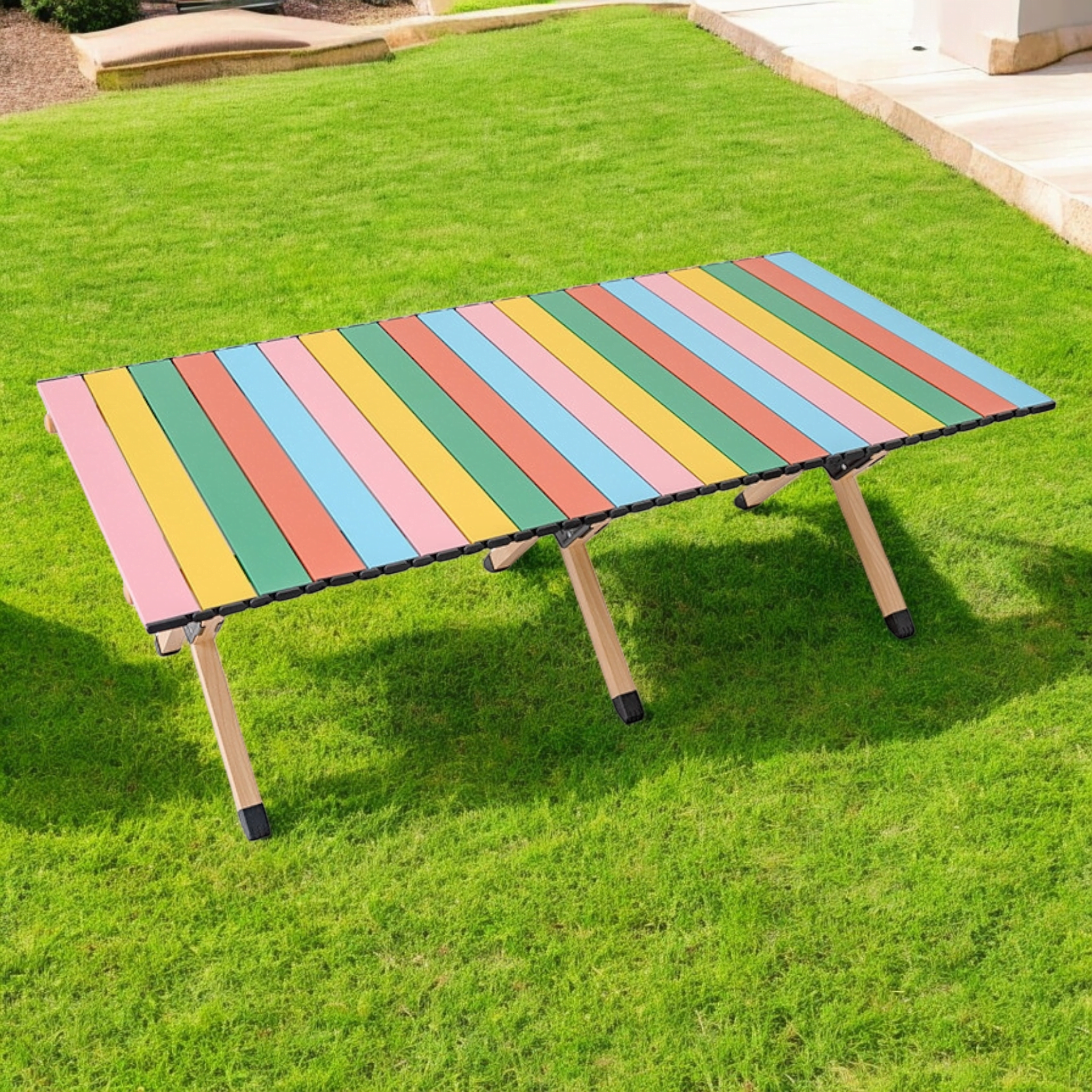 Стол туристический раскладной кемпинговый WCG Rainbee с чехлом 118х60 см Разноцветный (CT-S03L1)