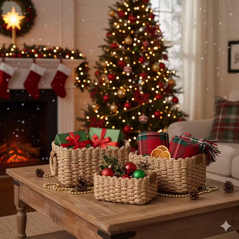 Набір плетених кошиків-органайзерів LET’S RESIN для зберігання та сервірування 3 шт. - фото 3