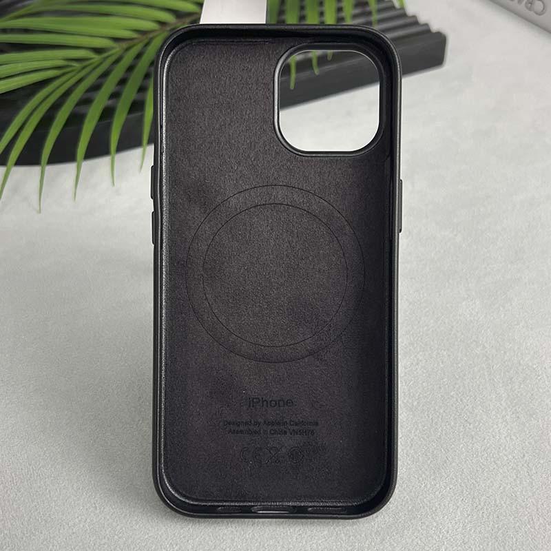 Протиударний шкіряний чохол Leather Case (AAA) with MagSafe and Animation для Apple iPhone 15 Pro Max (6.7") Black - фото 2